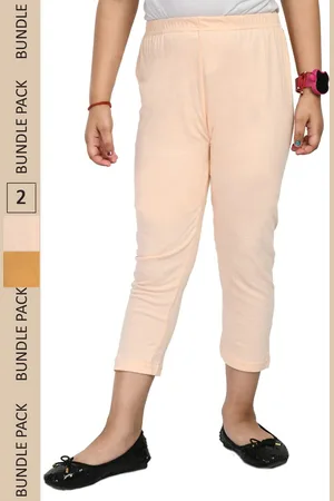 IndiWeaves Girls Pack Of 3 Colourblocked Pure Cotton Capris