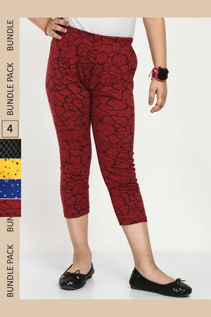IndiWeaves Girls Pack Of 4 Printed Pure Cotton Capris