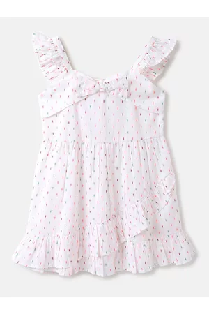 Benetton Girls Polka dots Printed Fit And Flare Cotton Dress