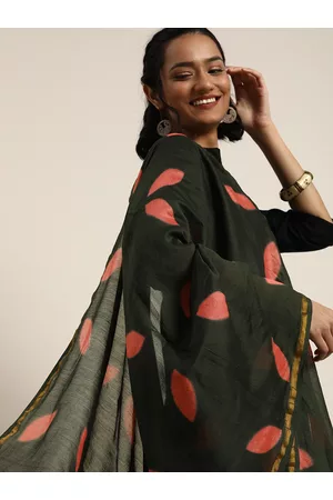 Taavi Black & Coral Red Shibori Hand Tie and Dye Dupatta