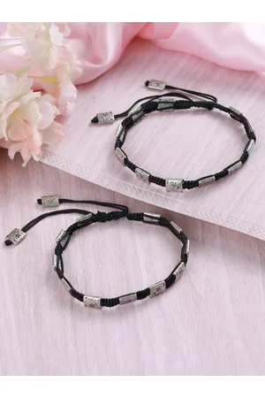 Jazz and Sizzle Women Set Of 2 Black Threaded Anklets