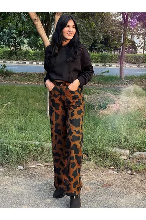 Brown Leopard Print Full Length Wide Leg Trousers  New Look