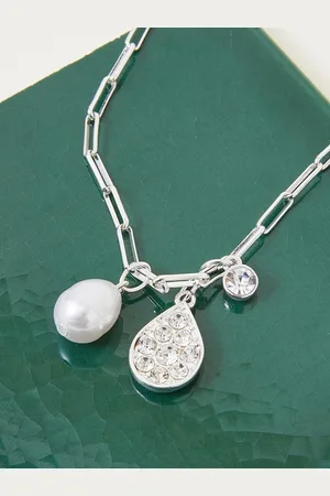 Accessorize Silver-Plated Filigree Drop Pendant Necklace
