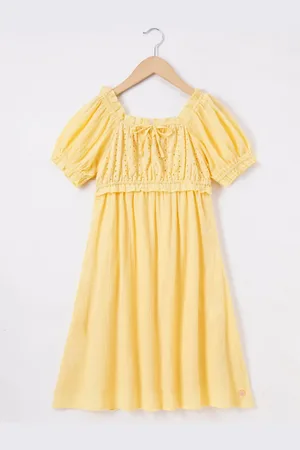 edheads Girls Puff Sleeve A-Line Cotton Dress