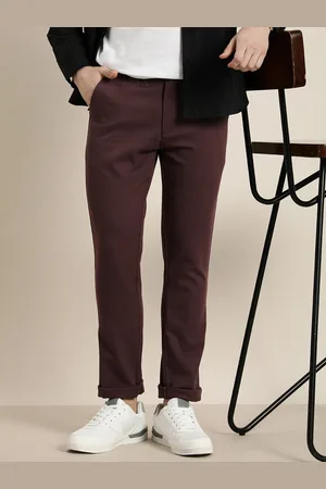 Invictus Men Solid Slim Fit Mid-Rise Casual Trousers
