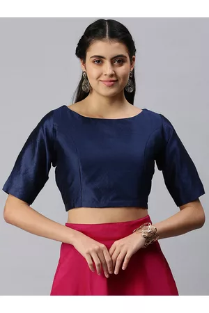 De Moza Women Navy Blue Saree Blouse