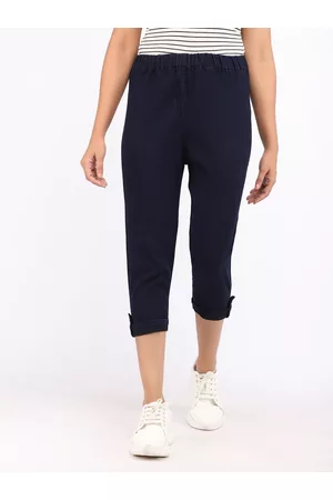 AngelFab Women Regular Fit Cotton Denim Capris