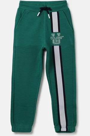 Benetton Boys Ribbed & Striped Cotton Joggers