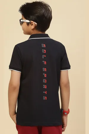 Monte Carlo Boys Polo Collar Typography Printed Cotton T-shirt