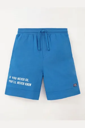 edheads Boys Mid-Rise Typography Printed Knitted Cotton Shorts