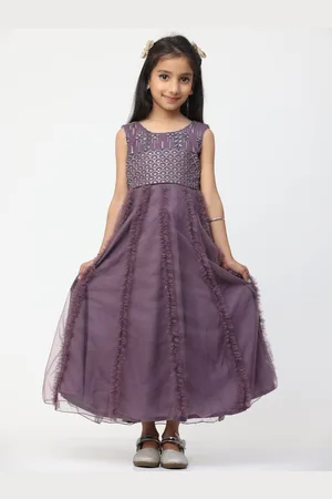 Ethnovog Embroidered Net Ruffles Fit And Flare Maxi Dress