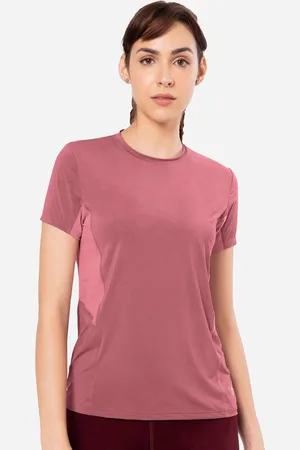 Amante Solid Short Sleeves Round Neck Flaunt Workout T-Shirt