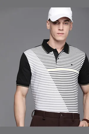 Louis Philippe Men Striped Polo Collar T-shirt