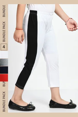 IndiWeaves Girls Pack Of 4 Striped Pure Cotton Capris
