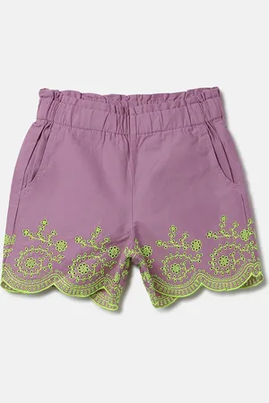 Benetton Girls Self Design Mid-Rise Cotton Shorts