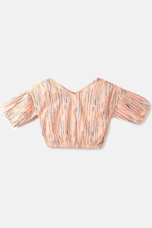 Benetton Striped V-Neck Cotton Blouson Top