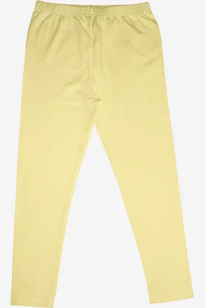 KiddoPanti Girls Yellow Ankle Length Lycra Legging