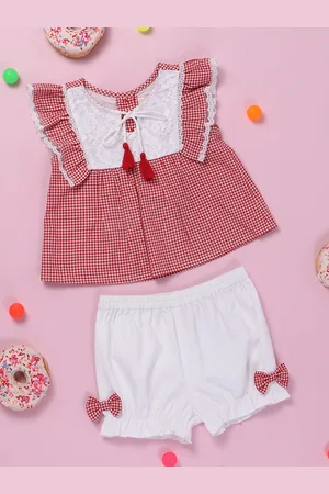 Nauti Nati Girls Checked Ruffled Top with Shorts