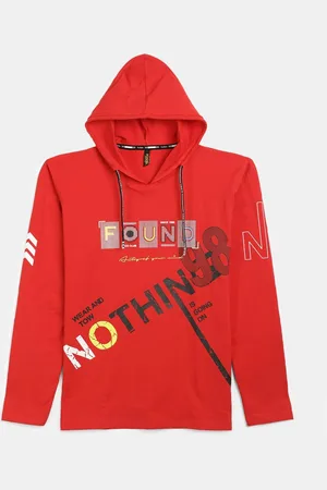 V-Mart Boys Typography Printed Hooded Cotton T-shirt