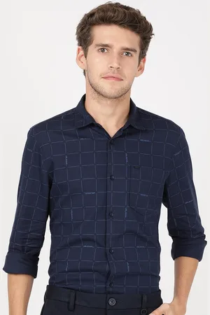 Lee Men Slim Fit Windowpane Checks Casual Cotton Shirt