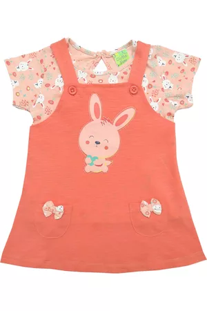Clothe Funn Girls Conversational Printed Cotton Pinafore Dress With Top