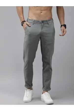 Regular Fit Men Green Polyester Trousers