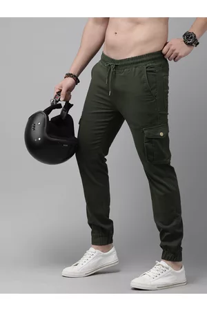 Buy Roadster Men Olive Green Regular Fit Solid Regular Trousers on Myntra   PaisaWapascom