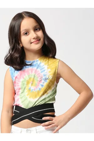 Pepe Jeans Girls Tie And Dyed Cotton Slim Fit Criss-Cross Hem T-Shirt