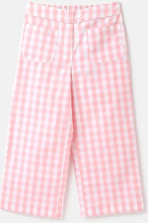 Benetton Kids Girls Checked Regular Fit Trousers