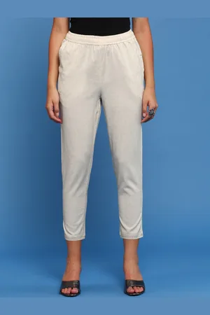 De Moza Women High-Rise Cotton Cigarette Trousers