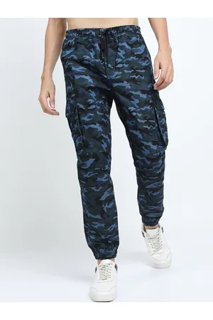 Ketch Men Blue Camouflage Printed Joggers