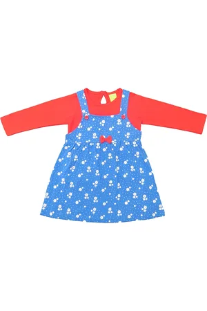 Clothe Funn Girls Conversational Printed Cotton Pinafore Dress With Top