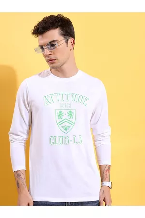 Ketch Men Typography Printed Long Sleeves Relaxed Fit Tshirt