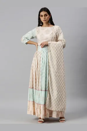 SHOWOFF Women Pink Ethnic Motifs Printed Regular Gotta Patti Top with Skirt & With Dupatta