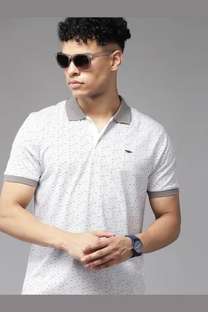 Park Avenue Men Geometric Print Polo Collar Slim Fit T-shirt