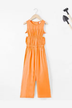 Ed-a-Mamma Girls Cotton Cut Out Sustainable Basic Jumpsuit