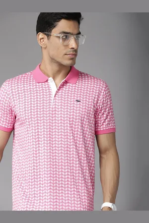 Park Avenue Men Geometric Print Polo Collar Slim Fit T-shirt