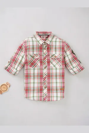Ed-a-Mamma Boys Spread Collar Tartan Checked Cotton Casual Shirt