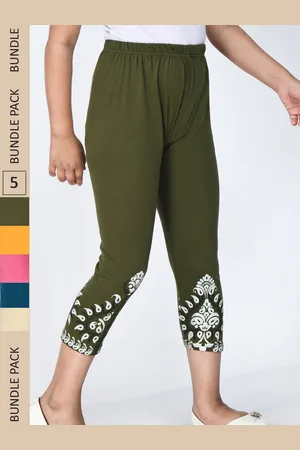IndiWeaves Girls Pack of 5 Mid-Rise Cotton Capris