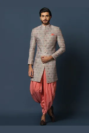 KISAH Men Self-Design Cotton Indowestern Sherwani Set