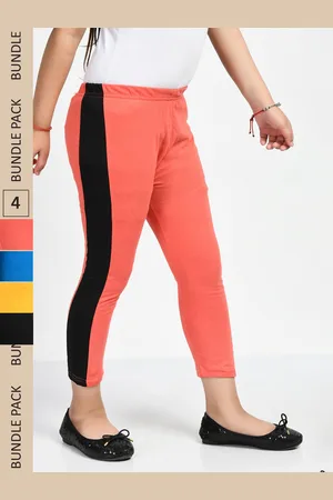 IndiWeaves Girls Pack of 4 Mid-Rise Cotton Capris