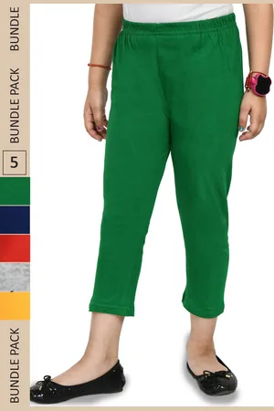 IndiWeaves Girls Pack Of 5 Mid-Rise Pure Cotton Capris