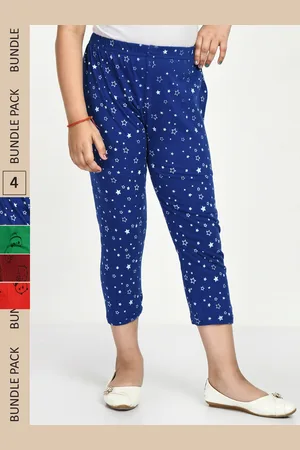 IndiWeaves Girls Pack Of 4 Printed Pure Cotton Capris