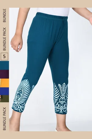 IndiWeaves Girls Pack Of 5 Printed Pure Cotton Capris