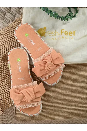 FRESH 1947 FEET Women Canvas Open Toe Flats With Bows