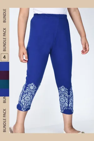 IndiWeaves Girls Pack of 4 Mid-Rise Cotton Capris