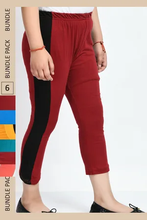 IndiWeaves Girls Pack of 6 Mid-Rise Cotton Capris
