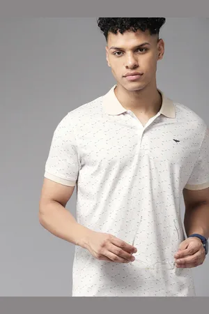 Park Avenue Men Geometric Print Polo Collar Slim Fit T-shirt