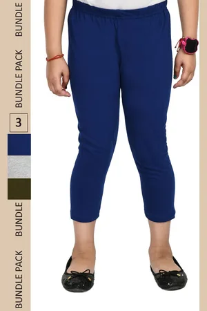 IndiWeaves Girls Pack of 3 Mid-Rise Cotton Capris