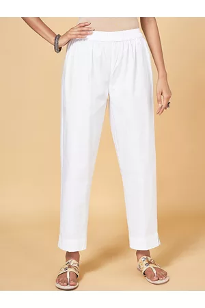 Pantaloons Women Mid-Rise Cropped Cotton Trousers